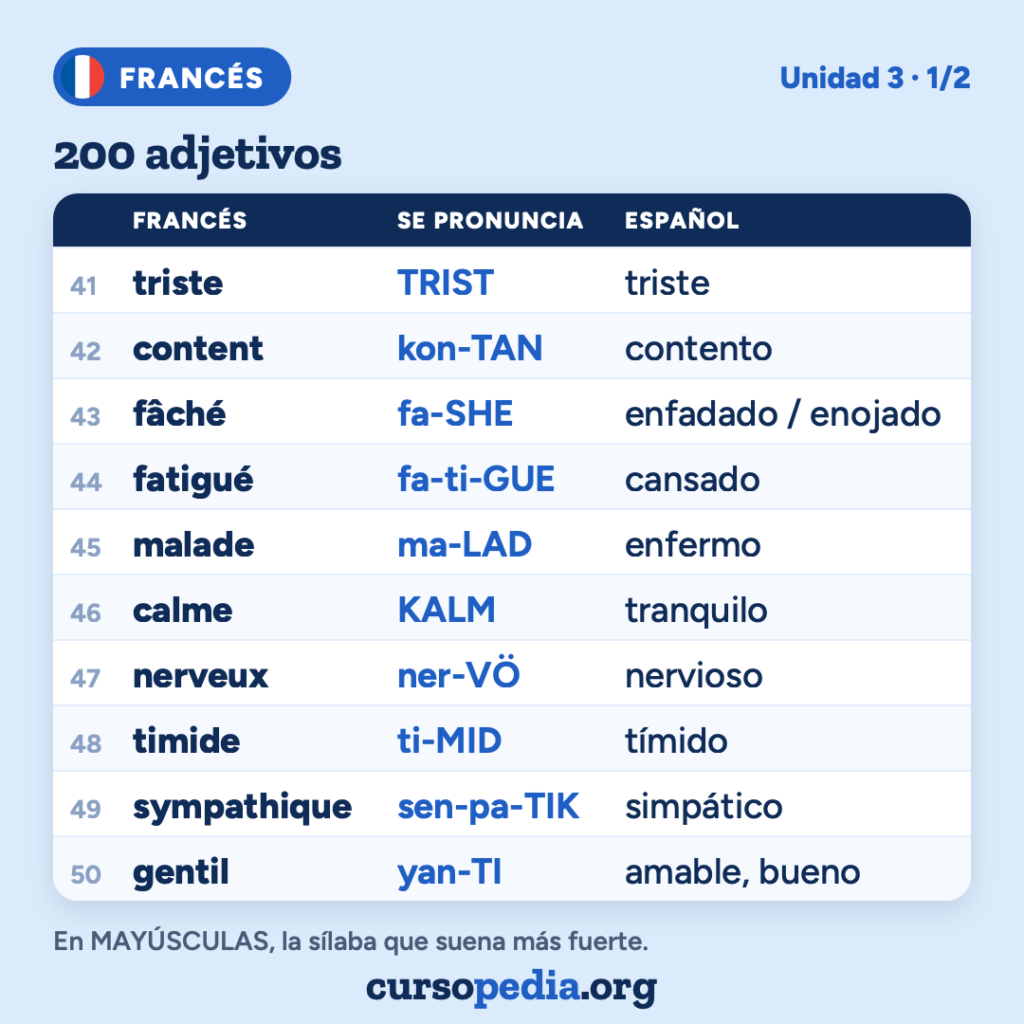 200 adjetivos en francés — imagen 6 de 21