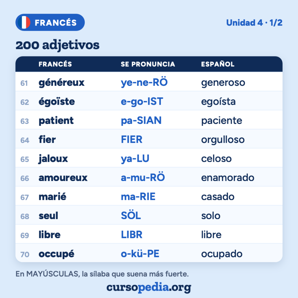 200 adjetivos en francés — imagen 8 de 21