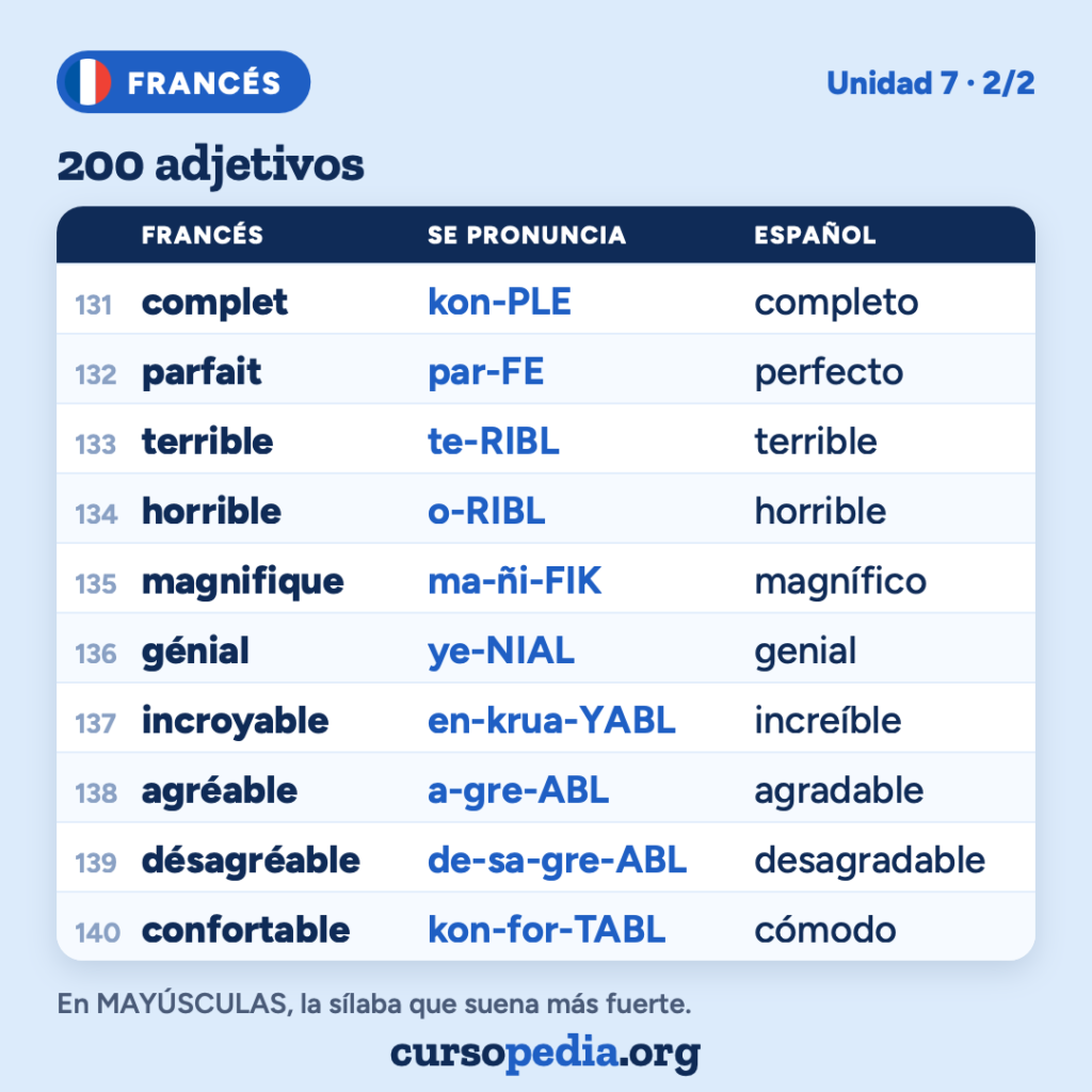 200 adjetivos en francés — imagen 15 de 21